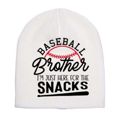 Baseball Brother IM Just Here For The Snacks Funny Baseball Short Acrylic Beanie