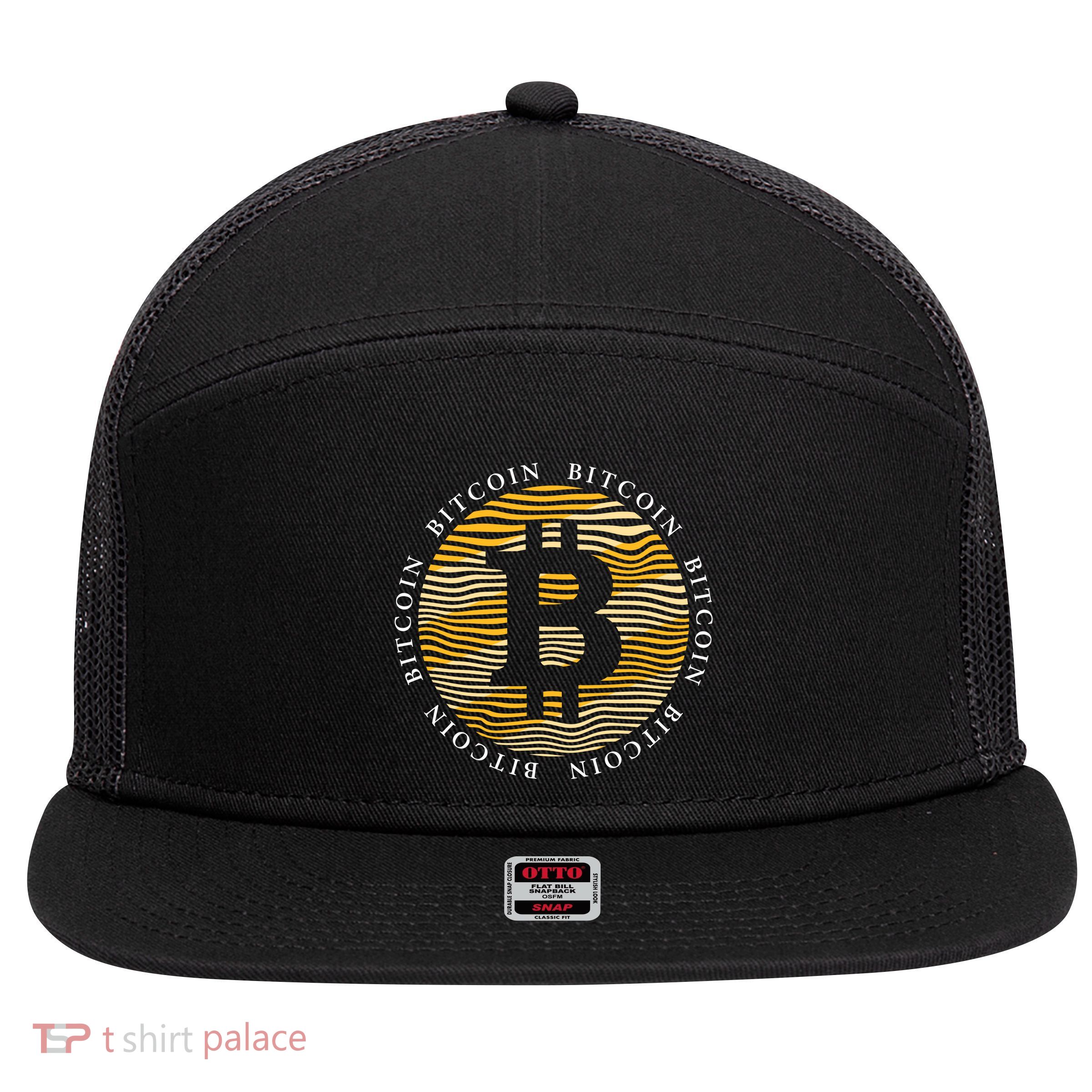 Bitcoin 7 Panel Mesh Trucker Snapback Hat