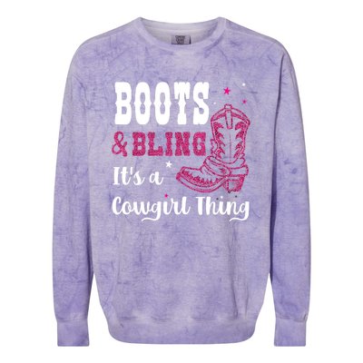 boots & bling it's a cowgirl thing Western Colorblast Crewneck Sweatshirt