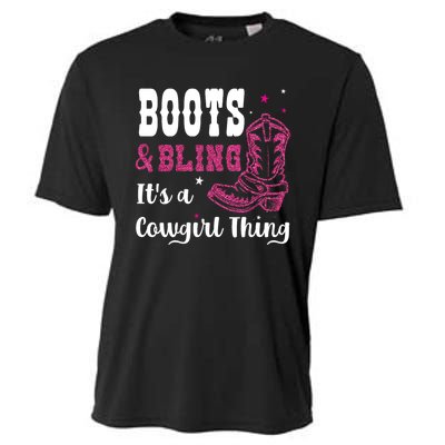 boots & bling it's a cowgirl thing Western Cooling Performance Crew T-Shirt