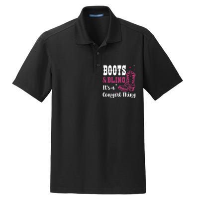 boots & bling it's a cowgirl thing Western Dry Zone Grid Polo