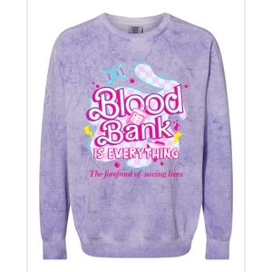 Blood Bank Is Everything Pink Retro Lab Week 2024 Med Tech Colorblast Crewneck Sweatshirt