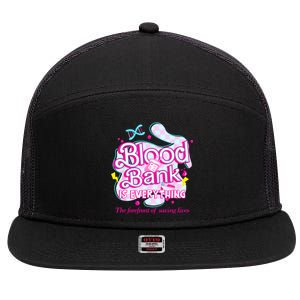 Blood Bank Is Everything Pink Retro Lab Week 2024 Med Tech 7 Panel Mesh Trucker Snapback Hat