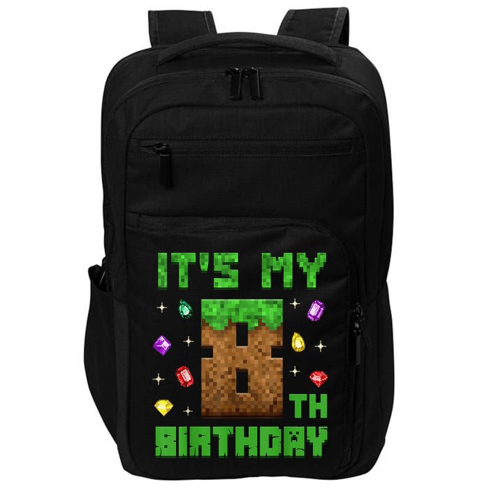 Birthday Boy It'S My 8th Birthday Gamer Pixel Number Impact Tech Backpack
