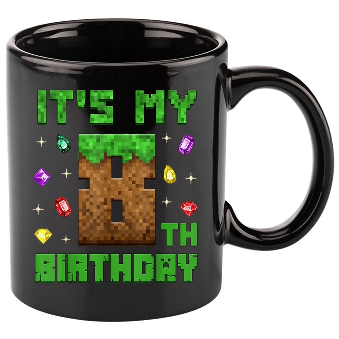 Birthday Boy It'S My 8th Birthday Gamer Pixel Number 11oz C Handle Ceramic Mug