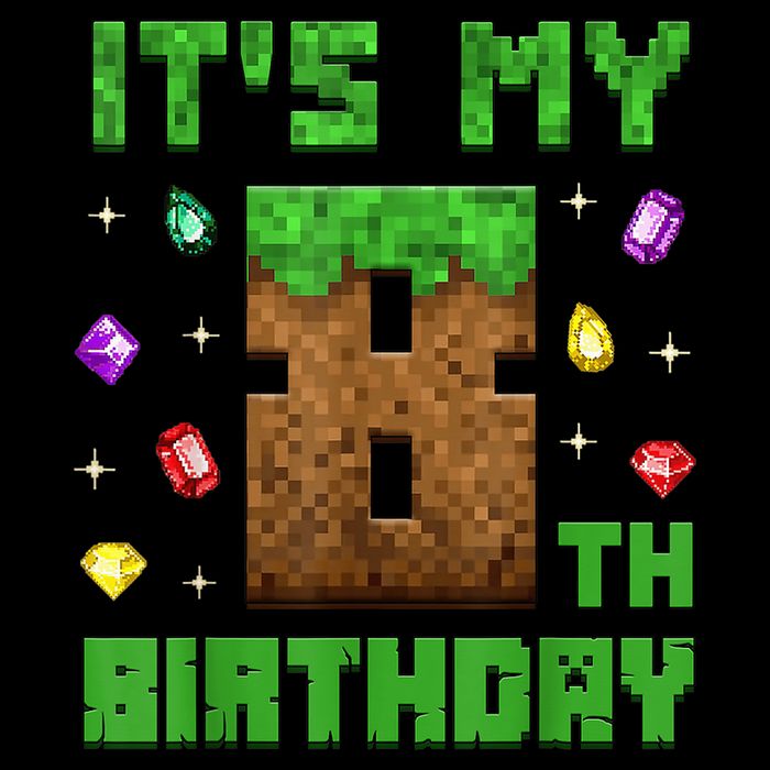 Birthday Boy It'S My 8th Birthday Gamer Pixel Number Drawstring Bag