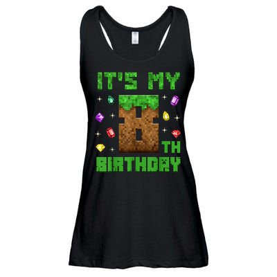 Birthday Boy It'S My 8th Birthday Gamer Pixel Number Ladies Essential Flowy Tank