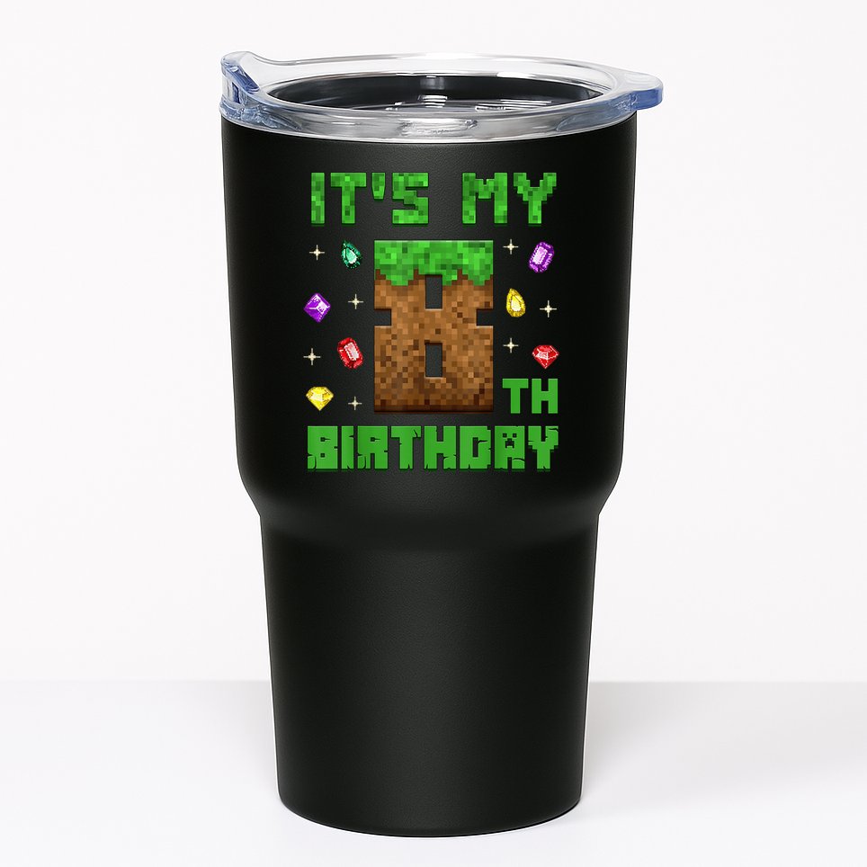 Birthday Boy It'S My 8th Birthday Gamer Pixel Number Tumbler