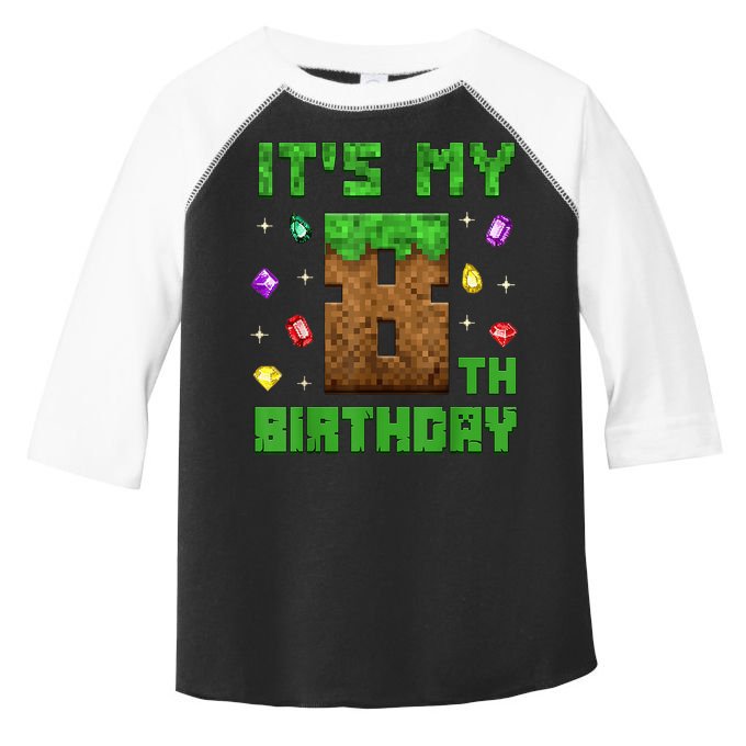 Birthday Boy It'S My 8th Birthday Gamer Pixel Number Toddler Fine Jersey T-Shirt