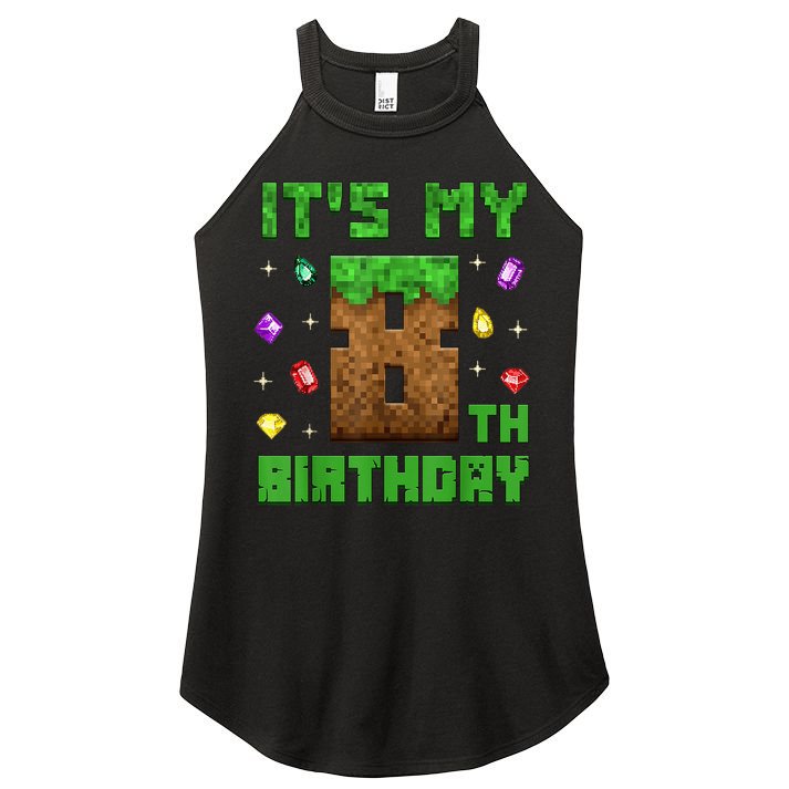 Birthday Boy It'S My 8th Birthday Gamer Pixel Number Women's Perfect Tri Rocker Tank