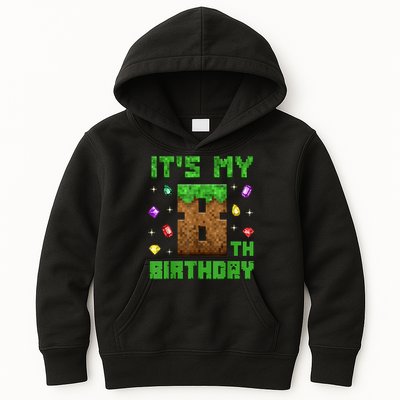 Birthday Boy It'S My 8th Birthday Gamer Pixel Number Kids Hoodie