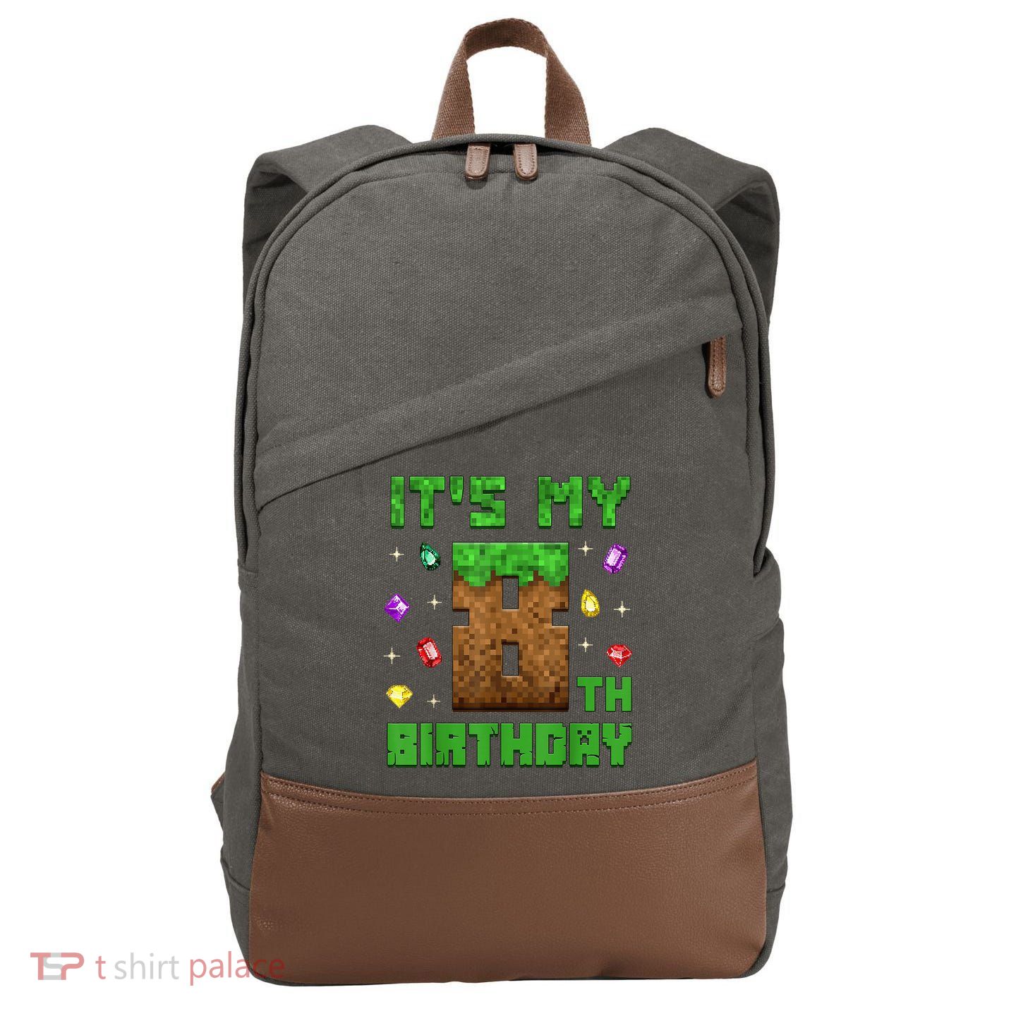 Birthday Boy It'S My 8th Birthday Gamer Pixel Number Cotton Canvas Backpack