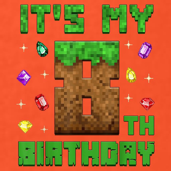 Birthday Boy It'S My 8th Birthday Gamer Pixel Number Button