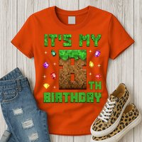 Birthday Boy It'S My 8th Birthday Gamer Pixel Number Womens T-Shirt