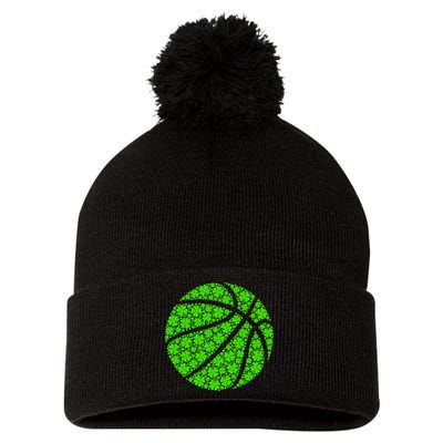 Basketball ball Irish Shamrock Lucky Clover St Patrick's Day Pom Pom 12in Knit Beanie