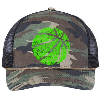 Basketball ball Irish Shamrock Lucky Clover St Patrick's Day Retro Rope Trucker Hat Cap