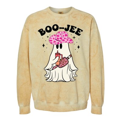 Boujee Boo Jee Spooky Ghost Halloween Leopard Costumes Colorblast Crewneck Sweatshirt