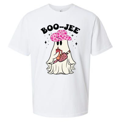 Boujee Boo Jee Spooky Ghost Halloween Leopard Costumes Sueded Cloud Jersey T-Shirt