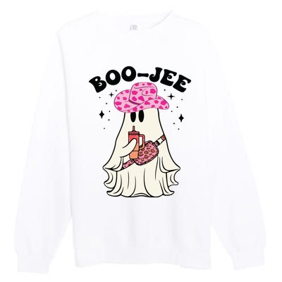 Boujee Boo Jee Spooky Ghost Halloween Leopard Costumes Premium Crewneck Sweatshirt