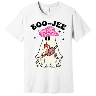 Boujee Boo Jee Spooky Ghost Halloween Leopard Costumes Premium T-Shirt