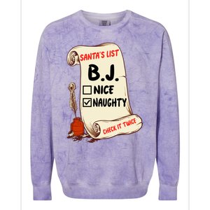 Bj B J Name Santa Naughty Nice List Funny Xmas Cute Gift Colorblast Crewneck Sweatshirt