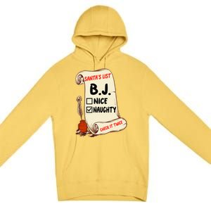 Bj B J Name Santa Naughty Nice List Funny Xmas Cute Gift Premium Pullover Hoodie