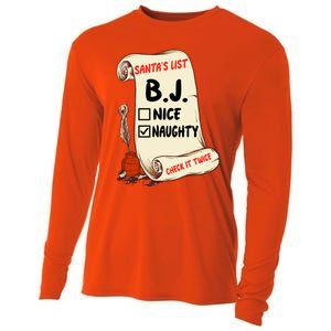 Bj B J Name Santa Naughty Nice List Funny Xmas Cute Gift Cooling Performance Long Sleeve Crew