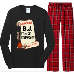 Bj B J Name Santa Naughty Nice List Funny Xmas Cute Gift Long Sleeve Pajama Set