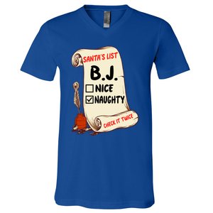 Bj B J Name Santa Naughty Nice List Funny Xmas Cute Gift V-Neck T-Shirt