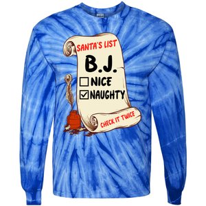 Bj B J Name Santa Naughty Nice List Funny Xmas Cute Gift Tie-Dye Long Sleeve Shirt