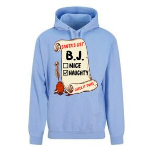 Bj B J Name Santa Naughty Nice List Funny Xmas Cute Gift Unisex Surf Hoodie