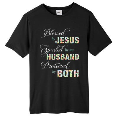 Blessed By Jesus Spoiled By My Husband Protected Both Tall Fusion ChromaSoft Performance T-Shirt