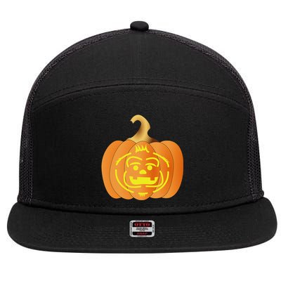 Baby Bigfoot Jack OLantern Halloween 7 Panel Mesh Trucker Snapback Hat