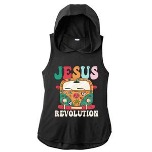 Boho Bus Jesus-Revolution, Christian Faith Based Jesus Ladies PosiCharge Tri-Blend Wicking Draft Hoodie Tank