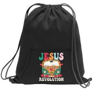 Boho Bus Jesus-Revolution, Christian Faith Based Jesus Sweatshirt Cinch Pack Bag