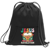 Boho Bus Jesus-Revolution, Christian Faith Based Jesus Sweatshirt Cinch Pack Bag