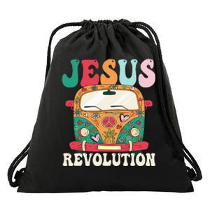 Boho Bus Jesus-Revolution, Christian Faith Based Jesus Drawstring Bag