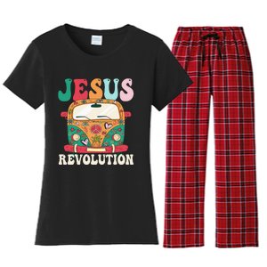 Boho Bus Jesus-Revolution, Christian Faith Based Jesus Women's Flannel Pajama Set