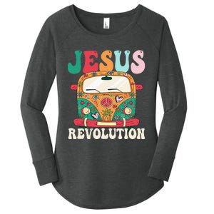 Boho Bus Jesus-Revolution, Christian Faith Based Jesus Women's Perfect Tri Tunic Long Sleeve Shirt