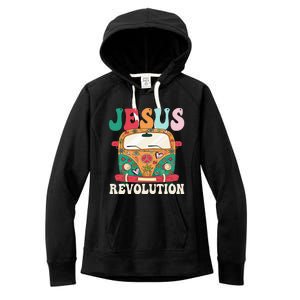 Boho Bus Jesus-Revolution, Christian Faith Based Jesus Women's Fleece Hoodie