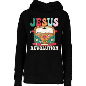 Boho Bus Jesus-Revolution, Christian Faith Based Jesus Womens Funnel Neck Pullover Hood