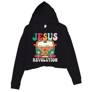 Boho Bus Jesus-Revolution, Christian Faith Based Jesus Crop Fleece Hoodie