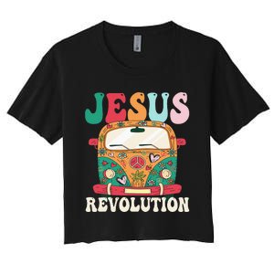 Boho Bus Jesus-Revolution, Christian Faith Based Jesus Women's Crop Top Tee