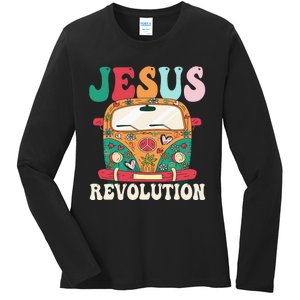 Boho Bus Jesus-Revolution, Christian Faith Based Jesus Ladies Long Sleeve Shirt