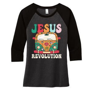 Boho Bus Jesus-Revolution, Christian Faith Based Jesus Women's Tri-Blend 3/4-Sleeve Raglan Shirt