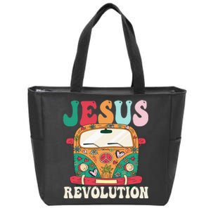 Boho Bus Jesus-Revolution, Christian Faith Based Jesus Zip Tote Bag