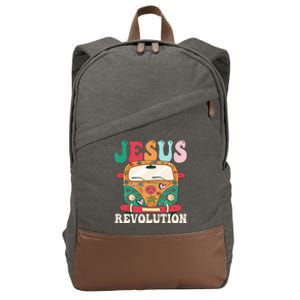 Boho Bus Jesus-Revolution, Christian Faith Based Jesus Cotton Canvas Backpack