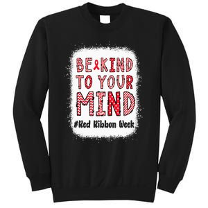 Bleached Be Kind To Your Mind Leopard Red Ribbon Week Sweatshirt