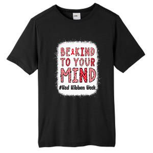 Bleached Be Kind To Your Mind Leopard Red Ribbon Week Tall Fusion ChromaSoft Performance T-Shirt