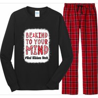 Bleached Be Kind To Your Mind Leopard Red Ribbon Week Long Sleeve Pajama Set